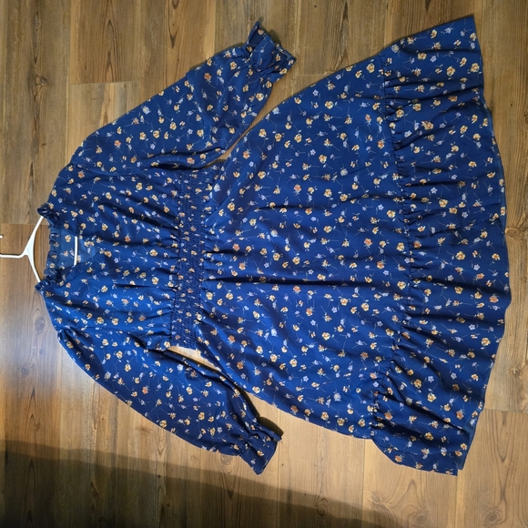 Floral Blue Long Sleeve Midi Maxi Dress - Picture 2 of 5